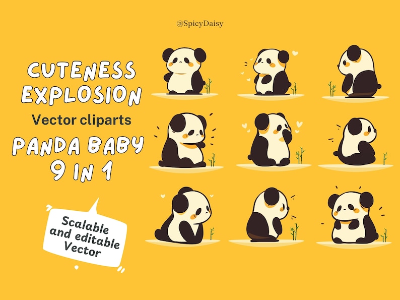 9 Transparent Panda SVG PNG Clipart | Baby Pandas Bundle Cartoon Animal ...