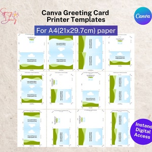 Greeting Card Canva editable Templates - print on A4 paper. Drag & Drop 5x7 inch, 4"x6", 4.75", DIY Birthday, Vows, Valentine, Farewell card