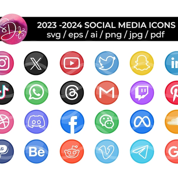 2023 Social Media SVG Social Media Icon pack Web Icons PNG web logo latest Social Icon png Web App vector Icon Bundle Newest social media