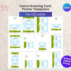 Greeting Card Canva editable Templates -print on US letter. Drag & Drop 5x7 inch, 4"x6", 4.75", DIY Birthday, Vows, Valentine, Farewell card