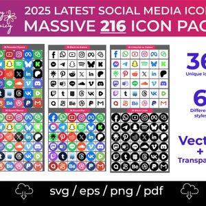 2025 dernier pack d'icônes de médias sociaux Logo de médias sociaux Icônes SVG Logo web PNG Ensemble d'icônes sociales Ensemble d'icônes vectorielles d'application Médias sociaux