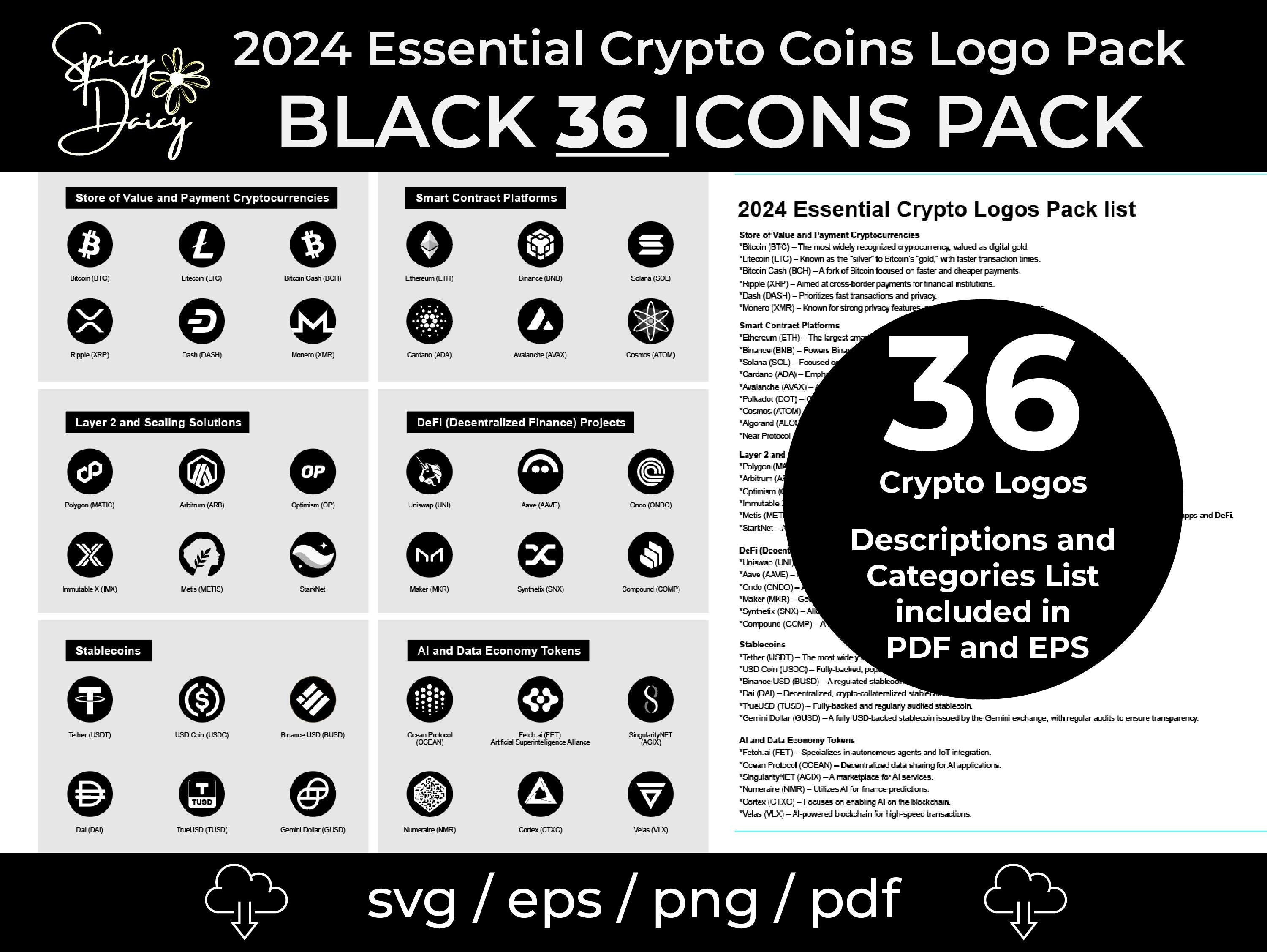 2024 Crypto Logos Pack – 36 Black Coin Icons (digital Download) - Etsy