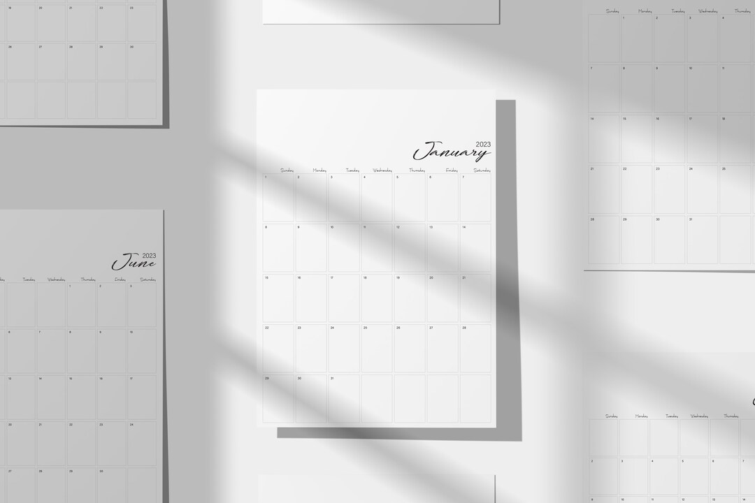 Printable Calendar 2023 Minimalist Calendar Monthly Planner Etsy