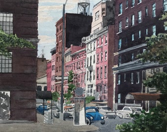 City street - watercolor