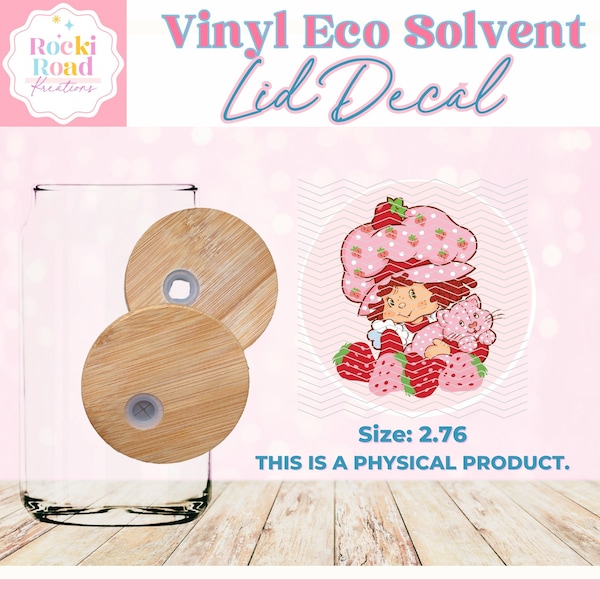 Berry Strawberry (022) | 16oz Libbey Glass Can Bamboo Lid | Lid Cover | Lid Sticker | Permanent Adhesive Vinyl | 80s Retro | Gifts for Her