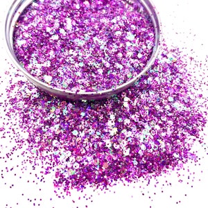 DISCO MIX | Purple and Opal Holographic Chunky Mix Glitter pour tumblers, Resin Art, Body Makeup, Nail Art | Paillettes Chunky Premium