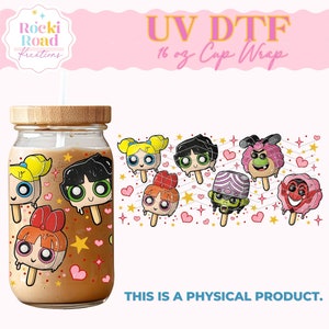 Scary Girls Paletas (6579) |UV Dtf Cup Wrap 16oz. Glass | DIY Cup | Spooky Horror | Halloween Scary | Gift for Her | Trendy Wraps