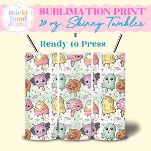 Ice Cream Paletas | Sublimation Print | Ice Cream Pops | Spooky Season Halloween Tumbler Wrap | Ready to Press | Ice Cream Popsicles
