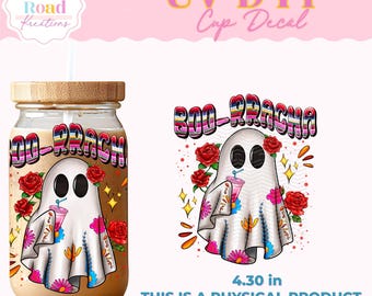Boo-rracha (6718) | UV DTF Decal | Señora Stickers | Borracha Ghost Coffee Mug Cup | Trendy Latina Cup Wrap | Gift for Mom | Christmas