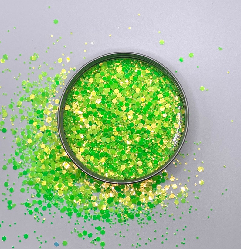 Fluorescent Neon Green Glow in the Dark Iridescent Glitter for Etsy