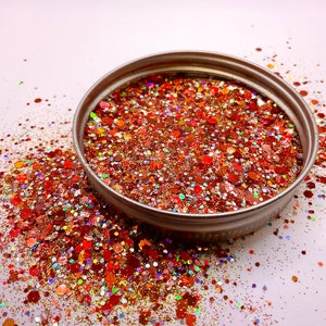 SIXTH STREET | Burnt Orange Iridescent Chunky Mix Glitter | Austin color glitter | Longhorns glitter | Horns glitter | Fall Autumn orange