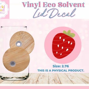 Strawberry Lid Decal (034) | Fits 16oz Libbey Glass Can Bamboo Lid | Lid Cover | Lid Sticker | Permanent Adhesive Vinyl | Matching Wrap Set