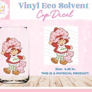 Strawberry Cartoon Decal | Permanent Adhesive Vinyl  | 80's Sticker | Libbey Glass Can Cup Wrap | Vinyl Decal Sticker | 80's Toy Dolls