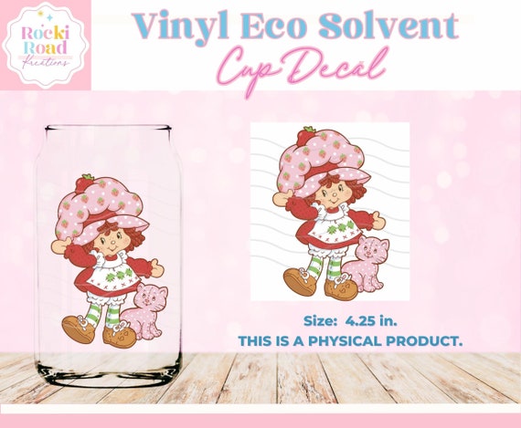 Strawberry Cartoon Decal | Permanent Adhesive Vinyl  | 80's Sticker | Libbey Glass Can Cup Wrap | Vinyl Decal Sticker | 80's Toy Dolls