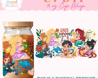 Baby Princess Kiss (6724) |UV Dtf Cup Wrap 16oz. Glass | DIY Cup | Trendy Cup Wrap | Latina Wraps | Magical Girl | Gift for Her | Christmas