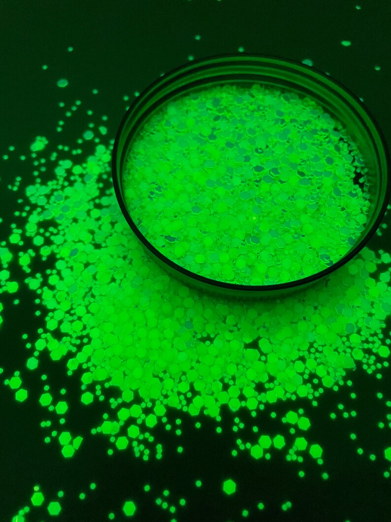 Fluorescent Neon Green Glow in the Dark Iridescent Glitter for Etsy