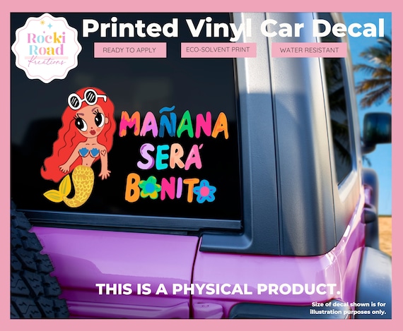 Karol Sirenita Car Window Decal |Permanent Adhesive Truck Window Decal | TQG Sticker| Permanent Vinyl Sticker | Mañana Sera Bonito