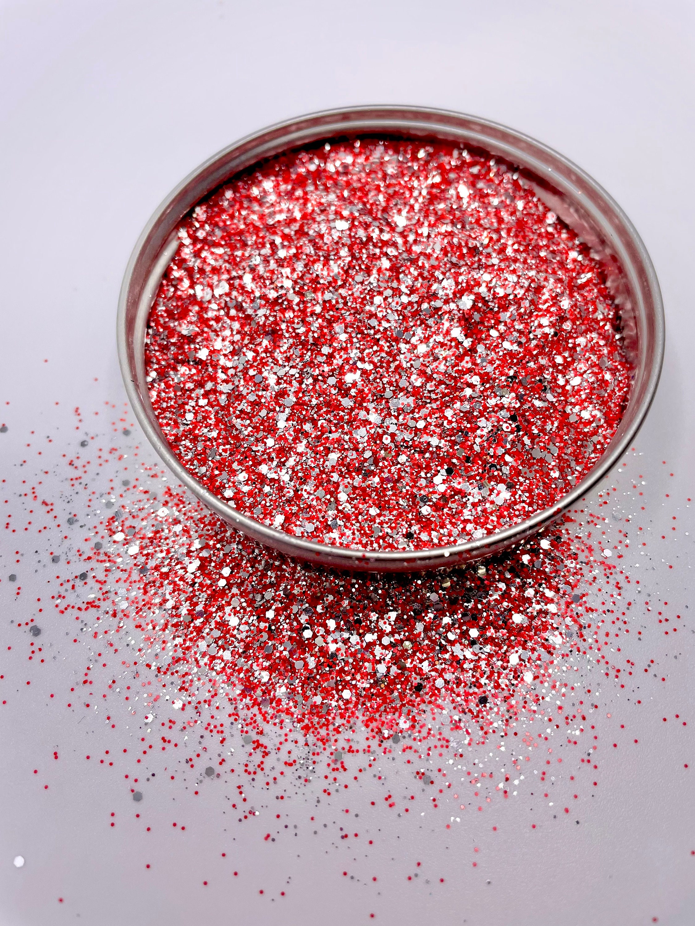 BRAVE HEART Red and Silver Mini Chunky Metallic Mix Glitter