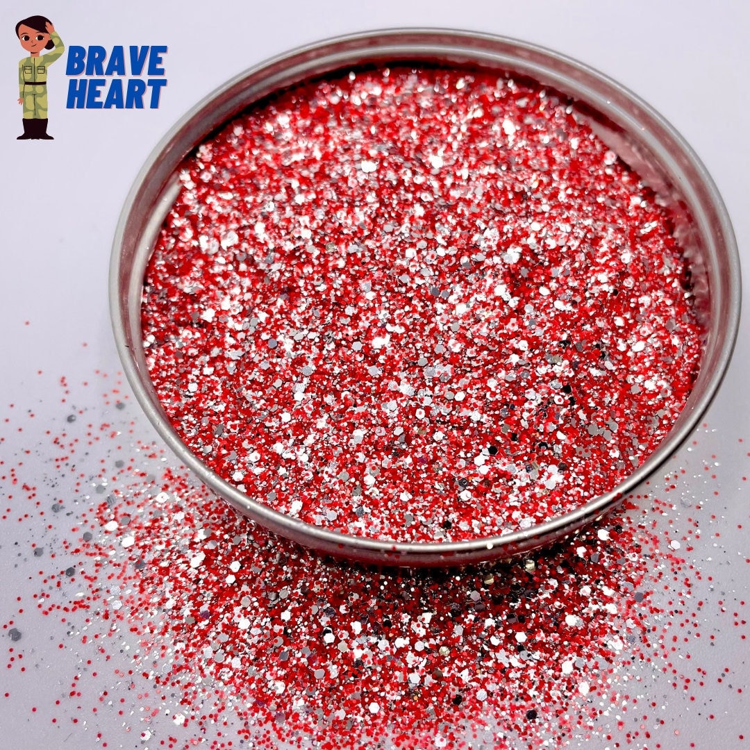 BRAVE HEART Red and Silver Mini Chunky Metallic Mix Glitter