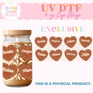 Barro Hearts UV Dtf Cup Wrap 16oz. | Mexican Talavera | Latina Trendy New Wrap | Barro Pottery Women Empowering | Bonita Talavera