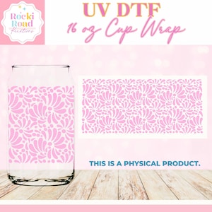 Rose Talavera (628) |UV Dtf Cup Wrap 16oz. Glass | DIY Cup | Latina Trendy Wrap | Mexican Design | Pink Talavera | Latin Heritage DTF