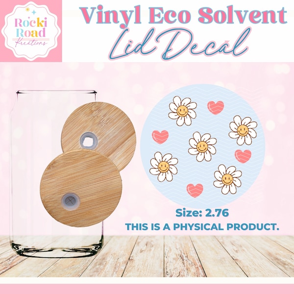 Stan Cup Daisy Lid Decal (069) | Fits 16oz Libbey Glass Can Bamboo Lid | Lid Cover | Lid Sticker | Permanent Adhesive Vinyl | Bamboo Lid