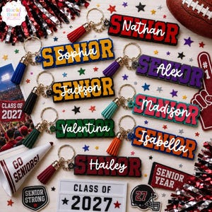 Personalized Custom Senior High School Keychain Class of 2027 3D Printed Graduate Gift with School Colors Graduation Student