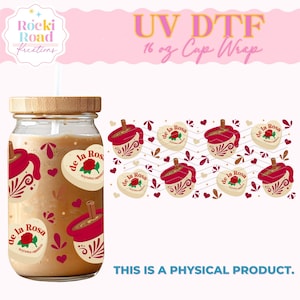 Mazapan Atole UVDTF (6709) Cup Wrap 16oz. Glass | Gift for Her | Talavera Jarritos | Candies | Mexican Cup Wrap | Trendy Christmas