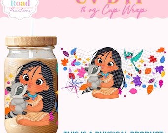 Baby Magic UVDTF Cup Wrap 16oz. Glass | DIY Cup | Trendy Cup Wrap | Latina Wraps | Magical Girl | Gift for Her | Princess Doll
