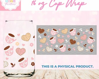 Jarritos And Conchas UVDTF Cup Wrap 16oz. Glass | DIY Cup | Gift for Her | Talavera Jarritos | Talavera Conchitas | Mexican Cup Wrap