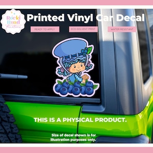 Blueberry Muffin Cartoon Car Window Decal | Permanent Adhesive Truck Window Decal | Retro 80s Dolls Cartoon | Vinyl Sticker | Trendy Gift