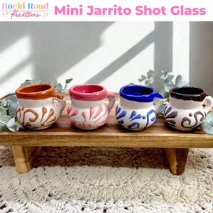 Mini Jarrito Espresso Shot Glass Mexican Clay Barro Tequila Shot Cup Handmade Pink Talavera Cantarito Shot Cup Bar Gift Kitchen Modern Decor