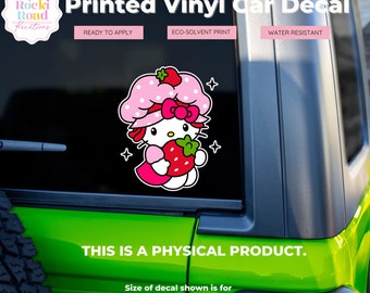 Berry Kitty Cartoon Car Window Decal |Permanent Adhesive Truck Window Decal | Retro 80s Dolls | Permanent Vinyl Sticker | Trendy Sticker