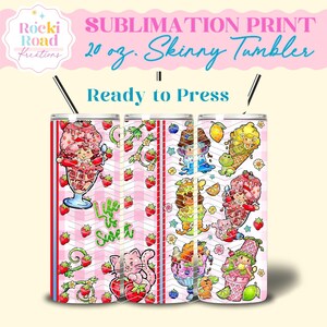 Ice Cream Paletas Strawberry | Sublimation Print | Retro 80s | Tumbler Wrap | 80s Cartoon Strawberry | Ready to Press
