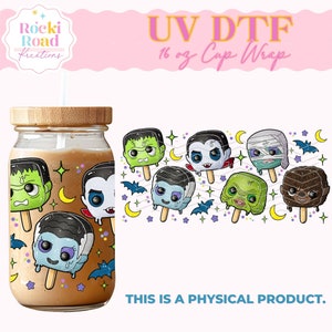 Zombies Paletas UV Dtf Cup Wrap 16oz. Glass | DIY Cup | Spooky Horror | Halloween Scary | Gift for Her | Trendy Wraps