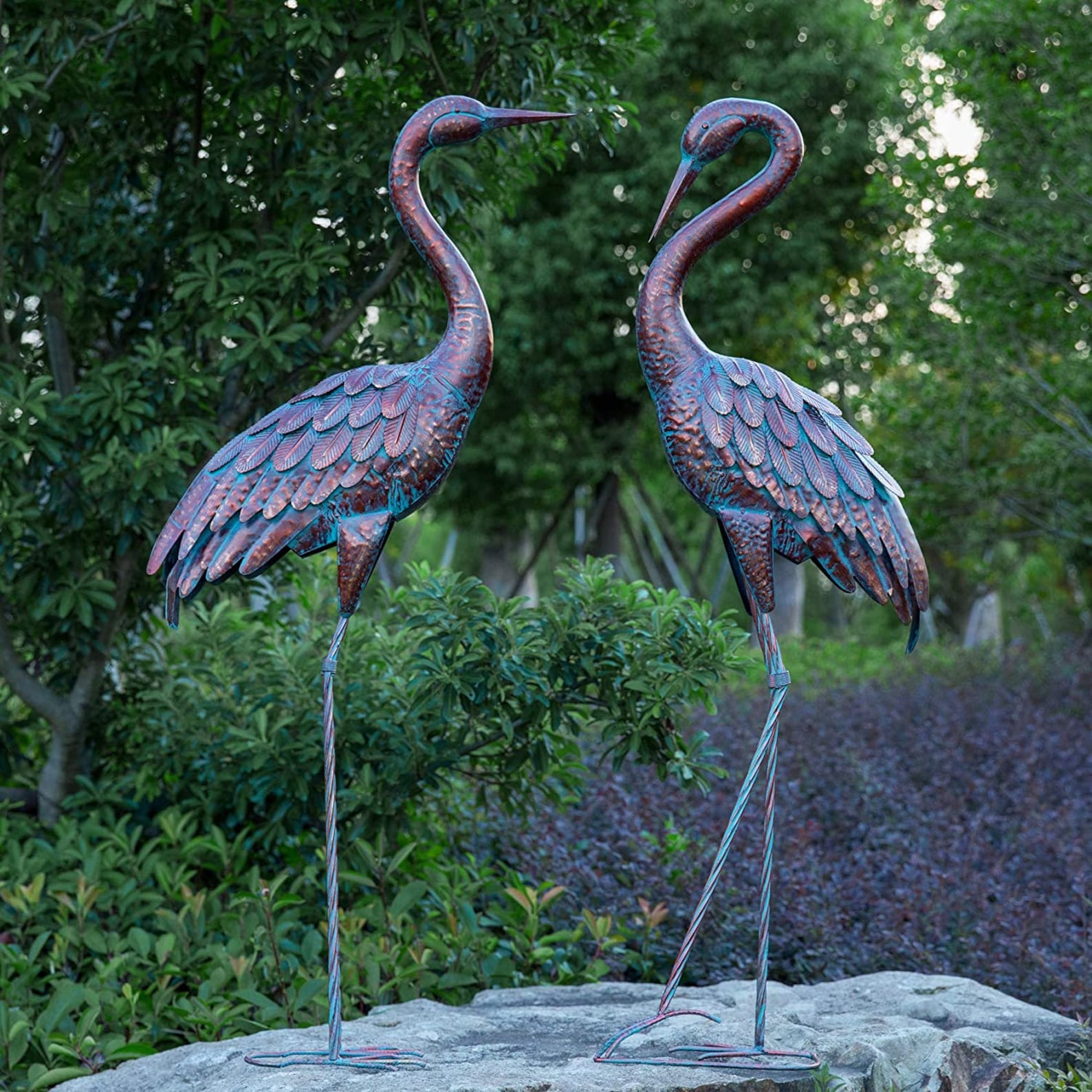 Kircust Garden Crane Statues Patina Heron Decoy Standing Etsy