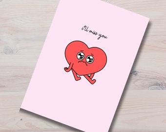 Pink Sad Heart Goodbye Card For Coworker, Friend, Family Member, Teammate