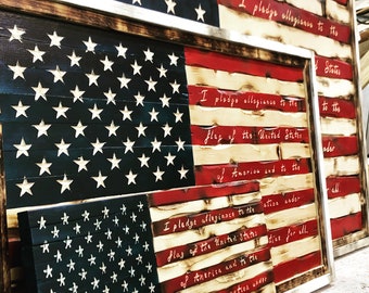 MEDIUM Framed American Flag with the Pledge of Allegiance
