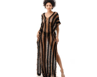 Black Crochet Tunic Cover Up Dress | Crochet Pattern | Boho Cover Up Beach Dress | Beach Wear