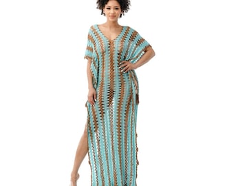 Mint Crochet Tunic Cover Up Dress | Crochet Pattern | Boho Cover Up Dress | beach Wear