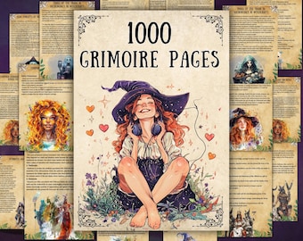 1005 Grimoire-sjabloonpagina's, afdrukbaar voor heksen, heksenboeken, hekserijrituelen, spreuken, kits, moderne hekserij Magic BOS,