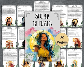 Pagine del grimorio dei rituali solari segreti, stregoneria Wicca del sole, rituali di magia solare, pacchetto di incantesimi, materiale stampabile pagano per principianti, BOS