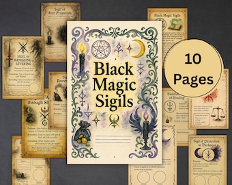 Black Magic sigils journal, grimoire pages, dark book of shadows, rituals, witch sigil sheets, dark sigils, Witchcraft, Magic, BOS