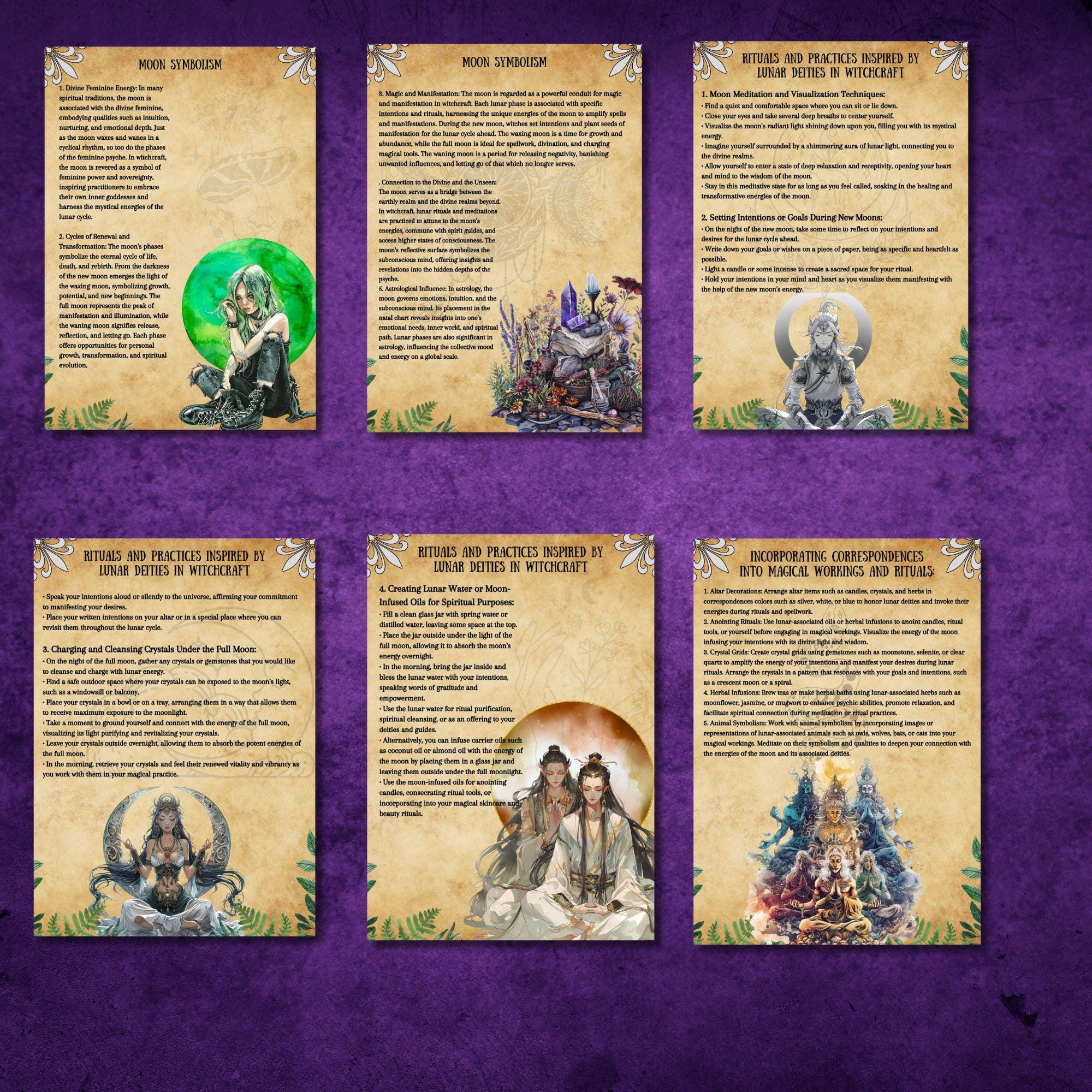 Sacred Lunar Deities Printable Pages, Grimoire, Moon Gods, Goddesses ...