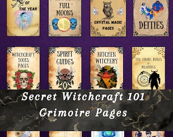 Pages grimoire de base de la sorcellerie, sorcières, livre imprimable des ombres, wicca, BOS, imprimables grimoire pour débutant