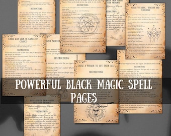 Lot de pages de sorts de magie noire, grimoire imprimable de magie noire, maléfices, malédictions, rituels occultes, livre des ombres wicca, livre de sorts sombre sorcière