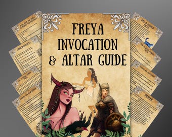 Freya Altar, druckbares Buch der Schatten, Grimoire Seiten, Wicca, Hexenrituale für Anfänger, Anleitung zur Invokation von Freya, nordische Göttin Freyja BOS