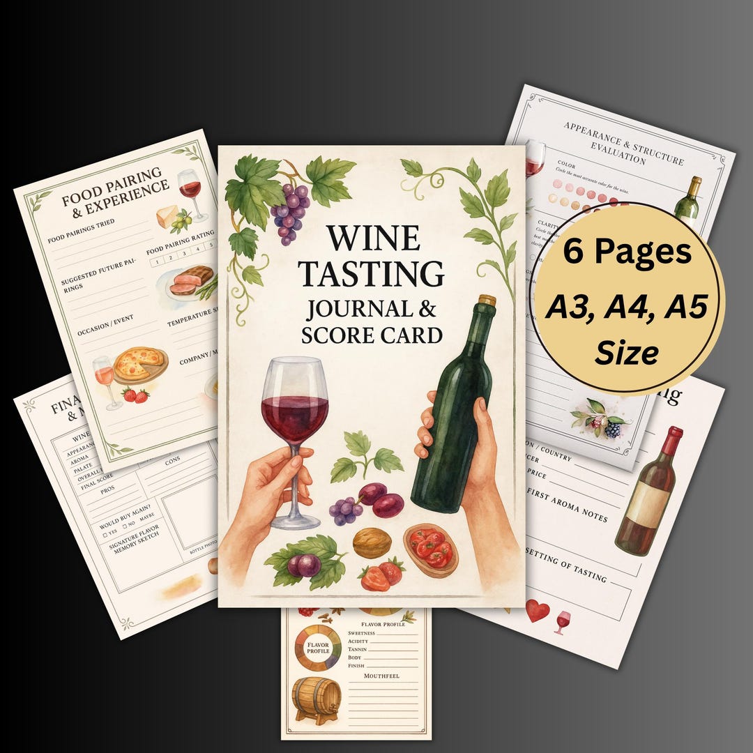Super Wine Tasting Journal Printable, Notes, Tracker, Wine Review ...