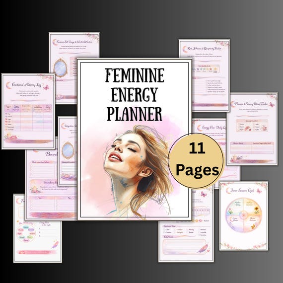 Feminine Energy Planner, self worth, energy tracker, feminine journal, daily, ritual, Log, Femininity energy flow, printable worksheet
