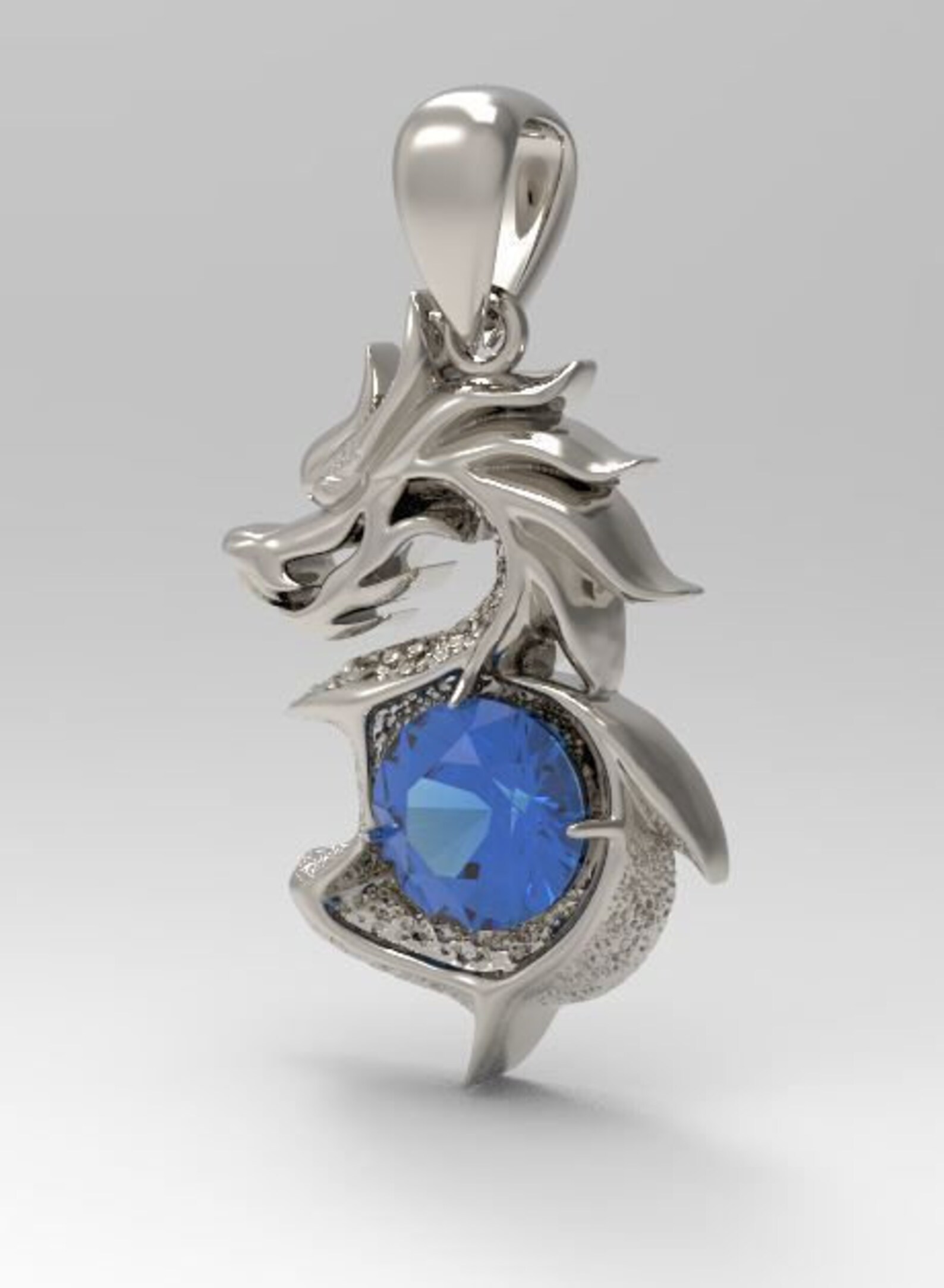 Drachen Schwert Anhänger Aus Edelstahl - Silber, 46mm